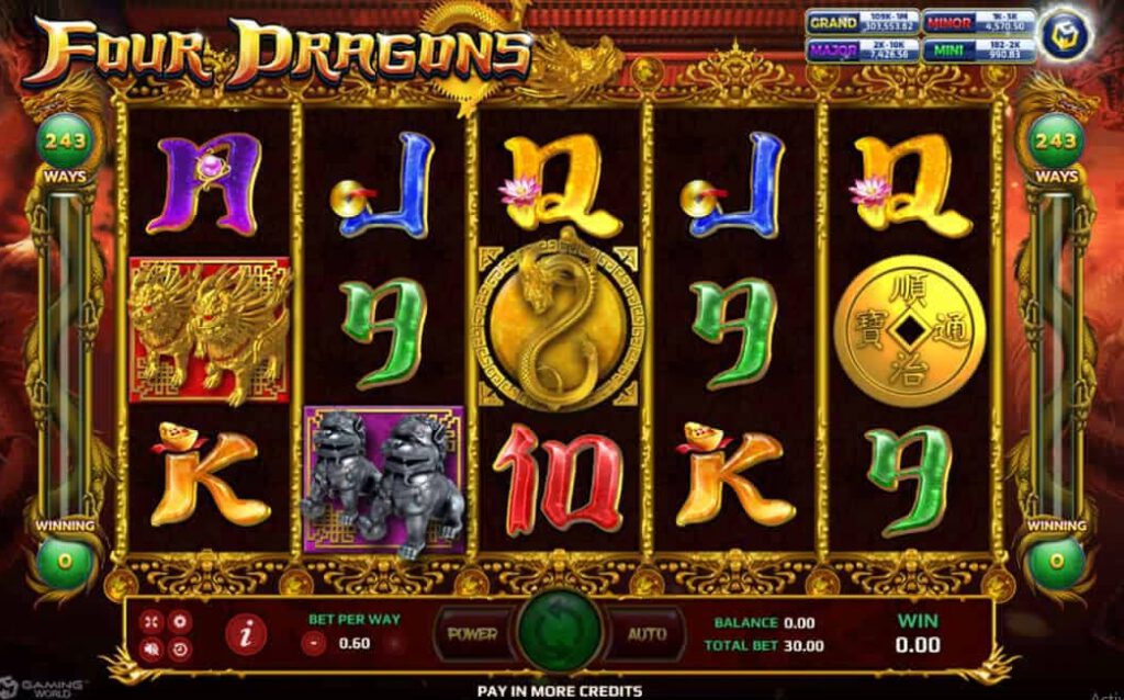 รูปแบบแจ็คพ็อตภายในเกม โฟร์ ดราก้อน