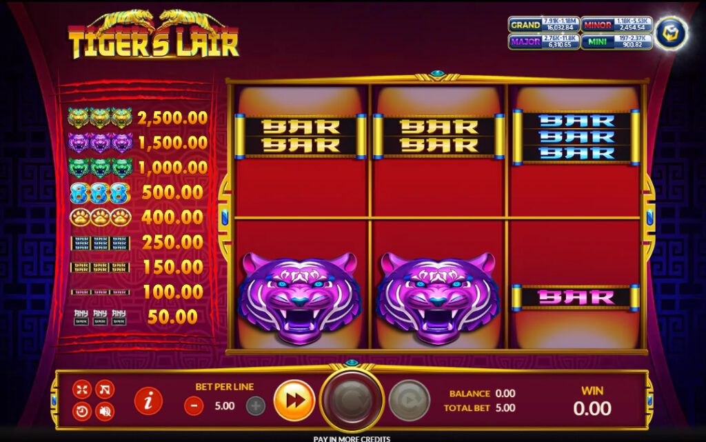 รูปแบบแจ็คพ็อตภายในเกม ไทเกอร์ แลร์